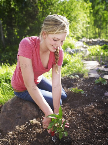 Woman working in garden