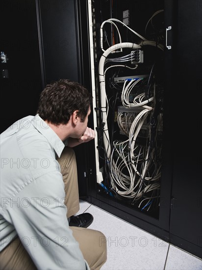 Man working in data center