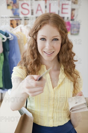 Woman shopping with credit card