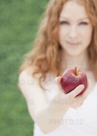 Woman with apple