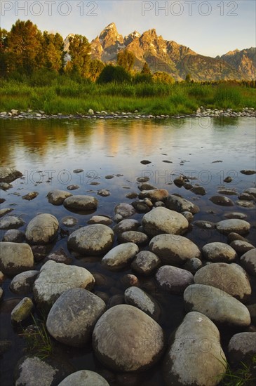 Scenic view of mountains and river