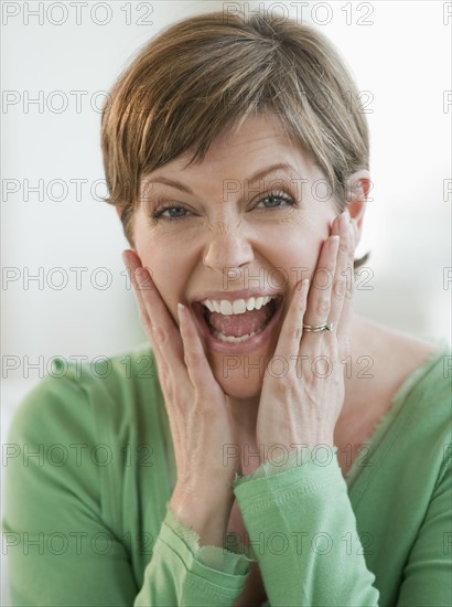 Woman laughing.