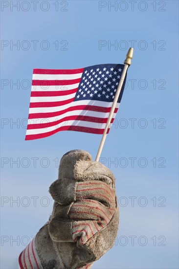 Glove and American flag.