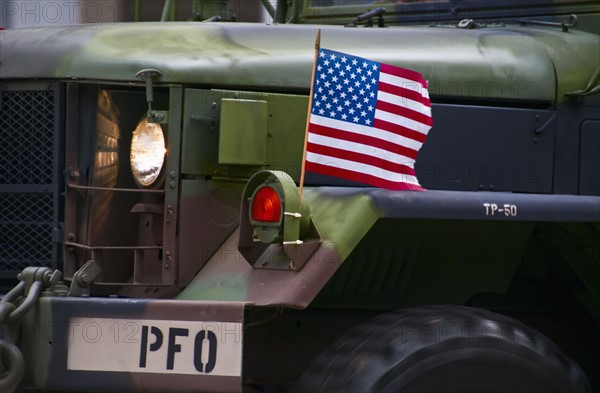 American flag on jeep.