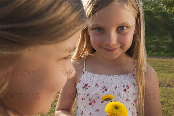 Young girls smiling