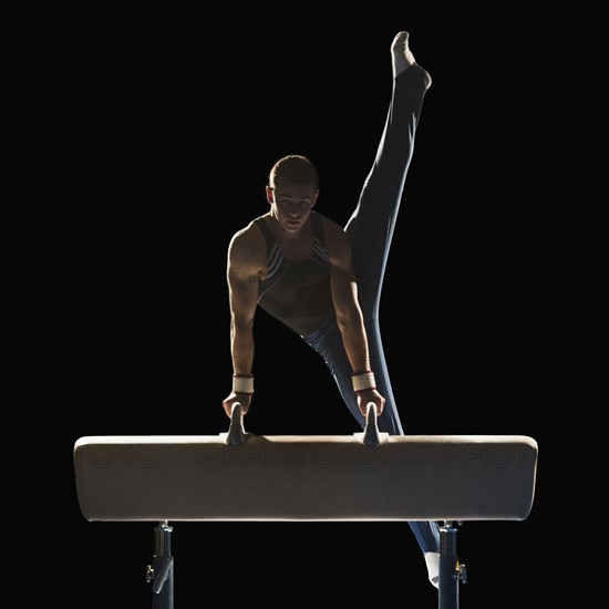 Gymnast on pommel horse