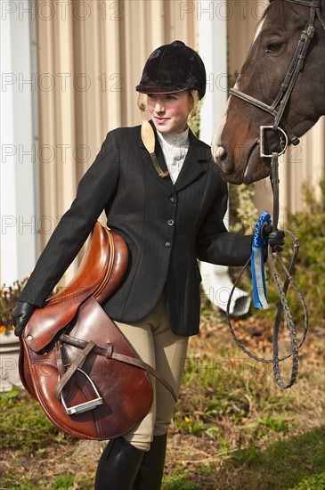 Woman with horse.