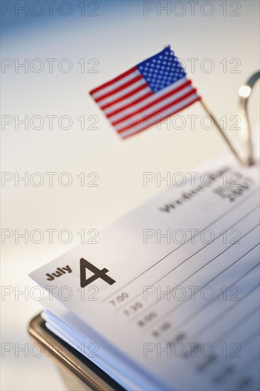 American Flag in day timer.
