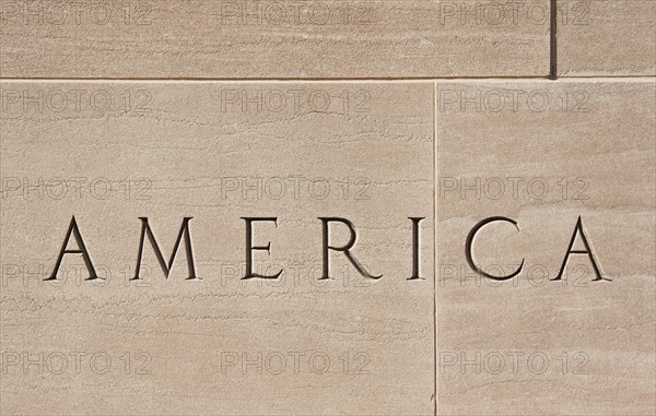 Wall of American building.