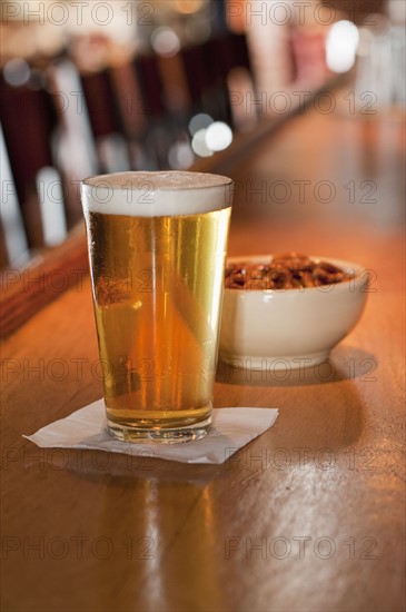 Beer and pretzels.