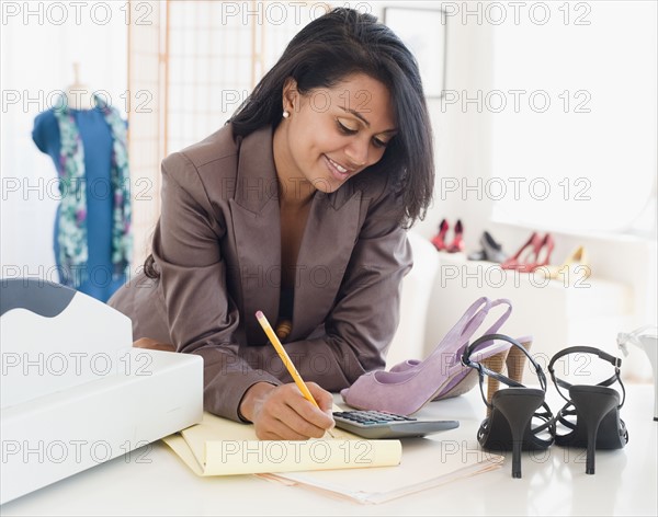 Woman in shoe store