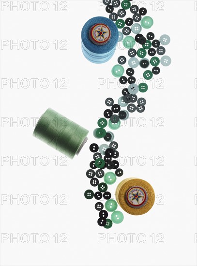 Spools of thread and buttons