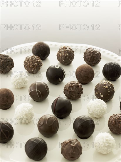 Tray of chocolate truffles