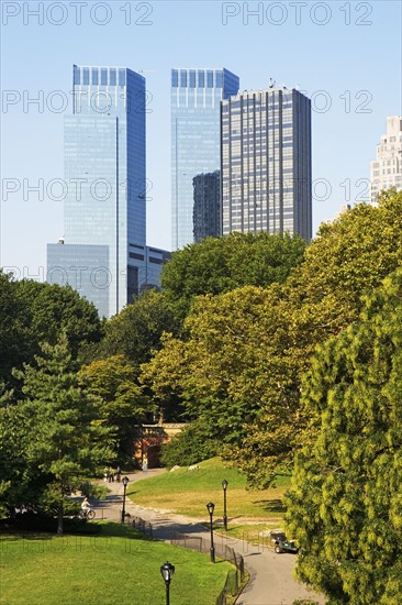 Park in front of high-rise buildings