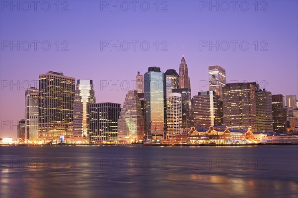 Illuminated waterfront office buildings