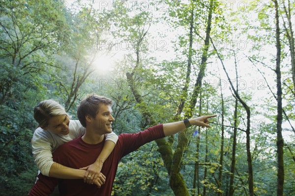 Hikers pointing