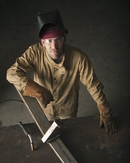 Steel worker in metal shop