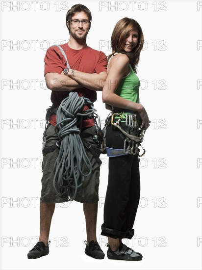 Portrait of two climbers with ropes