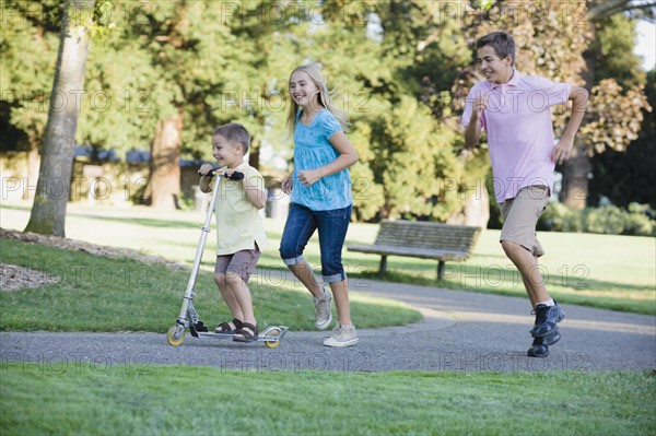 Children running on path