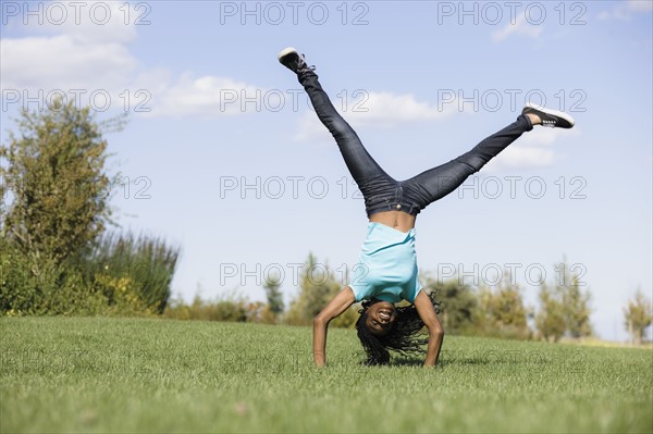 Girl doing handstand