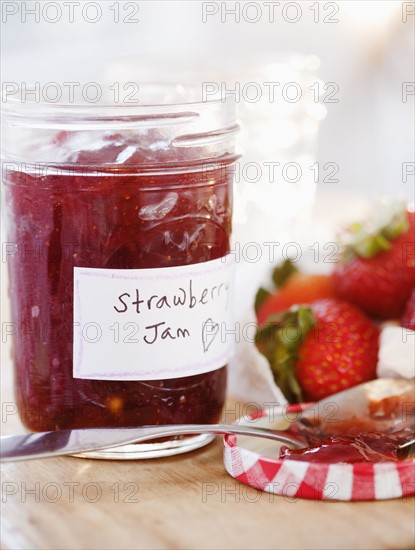 Jar of strawberry jam