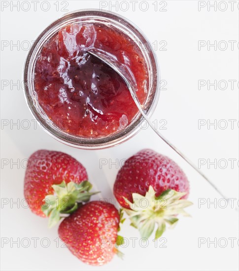 Jar of strawberry jam