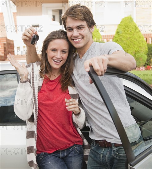 Couple with car keys