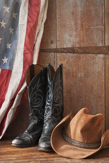 Cowboy boots and hat.