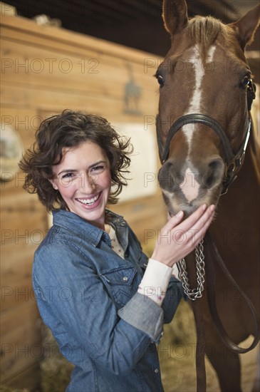 Woman and horse.