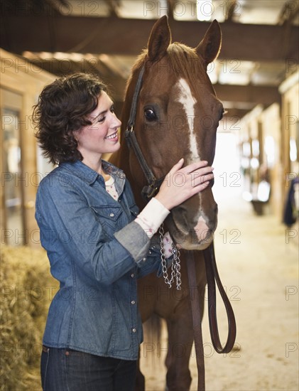 Woman and horse.