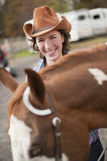 Woman with horse.