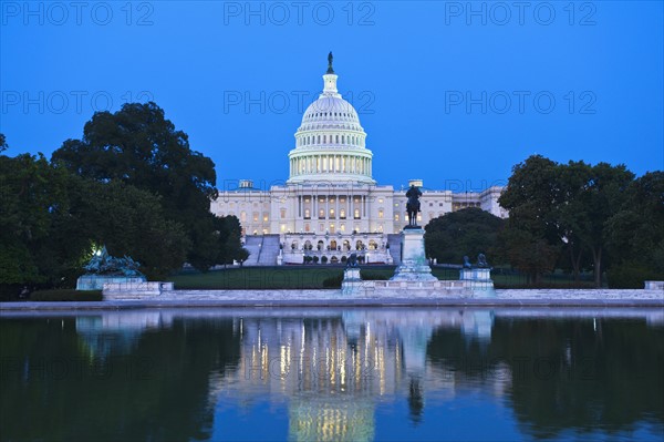 Capitol building at dusk.