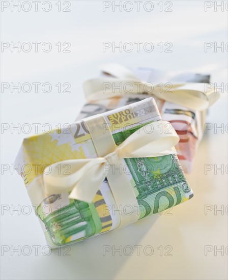 Gifts wrapped in money.