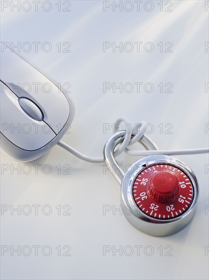 Computer mouse and lock.