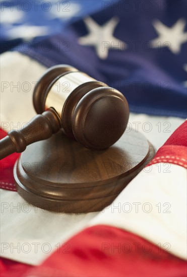 Gavel on top of American flag.