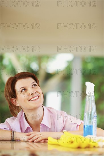 Woman admiring housework. Photographer: momentimages