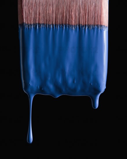 Paint brush and blue paint. Photographer: Mike Kemp