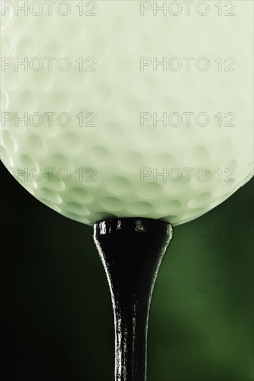 Golf ball on a tee. Photographer: Joe Clark