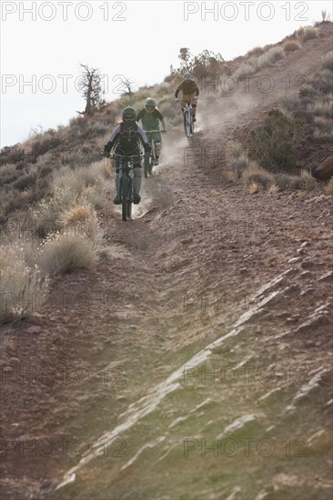 Downhill mountain bikers. Photographer: Dan Bannister