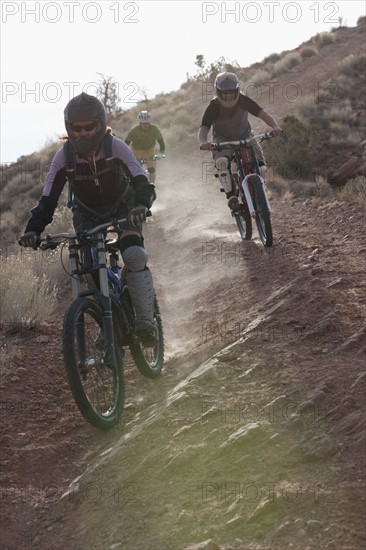 Downhill mountain bikers. Photographer: Dan Bannister