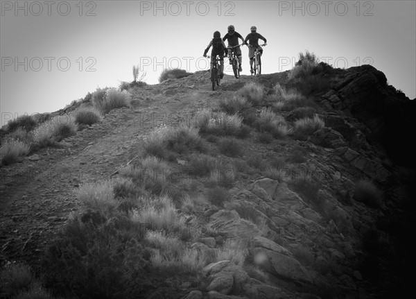 Downhill mountain bikers. Photographer: Dan Bannister