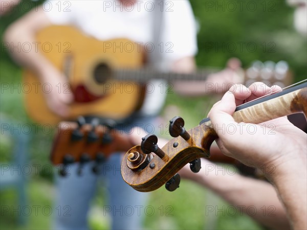 Close-up violin neck