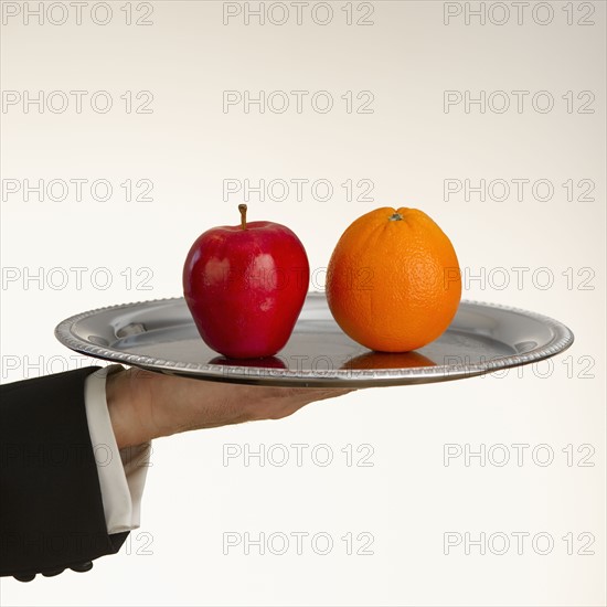 Tray of fruit.