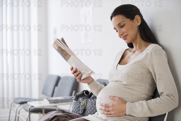 Pregnant woman in waiting room.