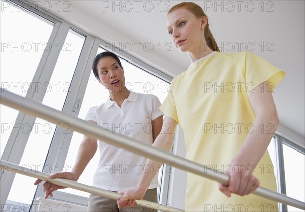 Patient doing physical therapy.