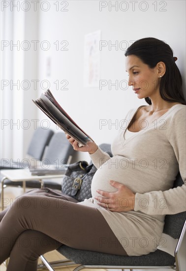 Pregnant woman in waiting room.