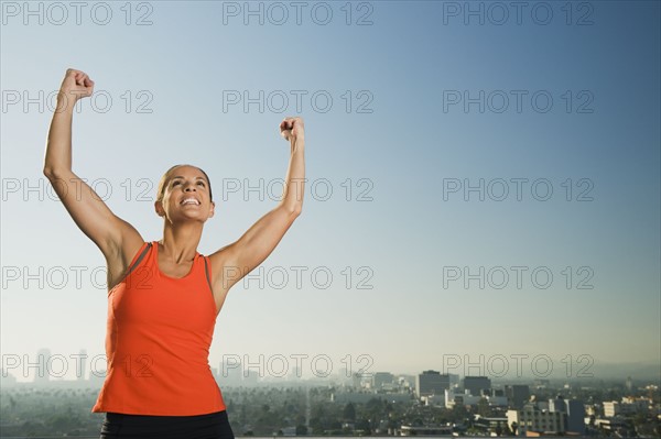 Woman flexing her muscles.