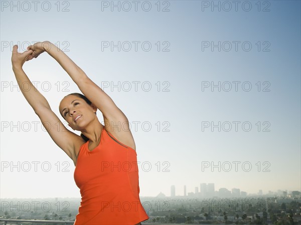 Woman stretching.