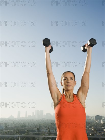 Woman doing weight training.