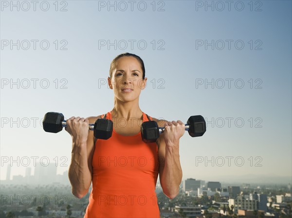 Woman doing weight training.